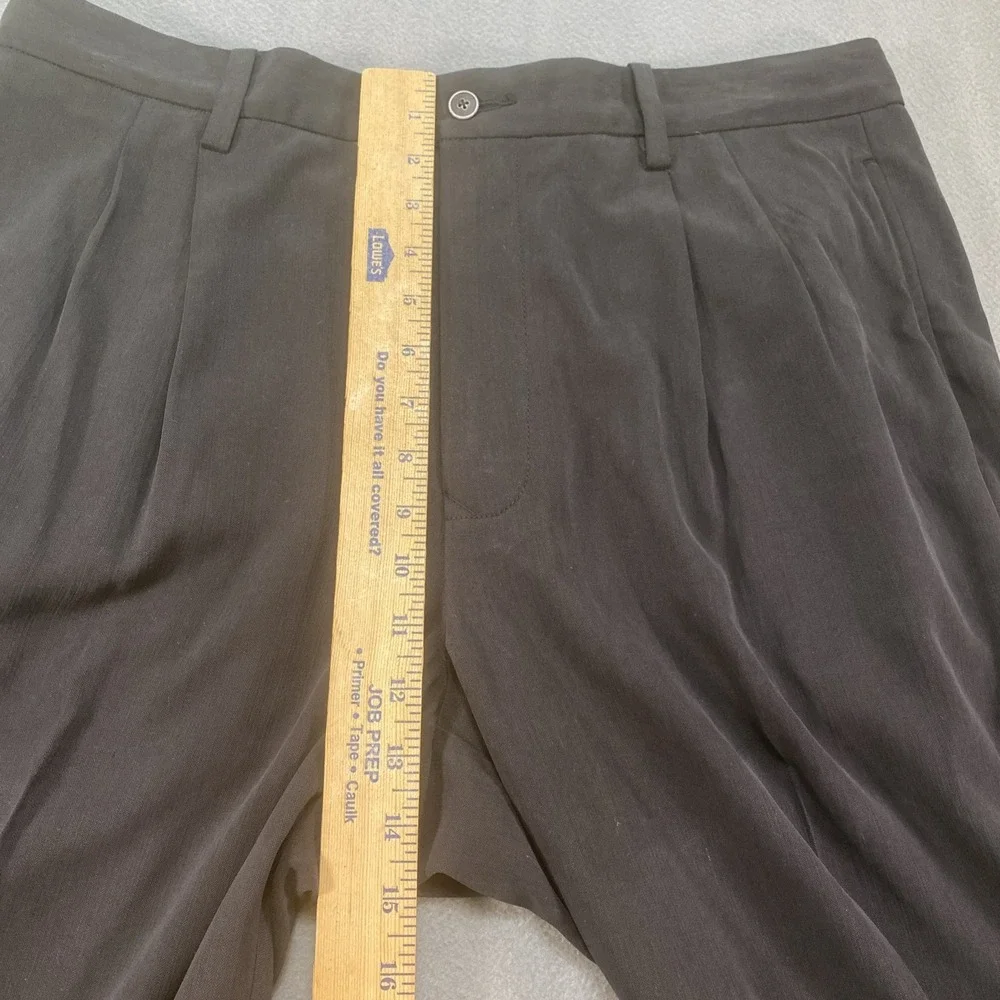 Tommy Bahama Mens Dress Pants Black Silk Blend Cuffed‎ Hem Pleated Front 35x32